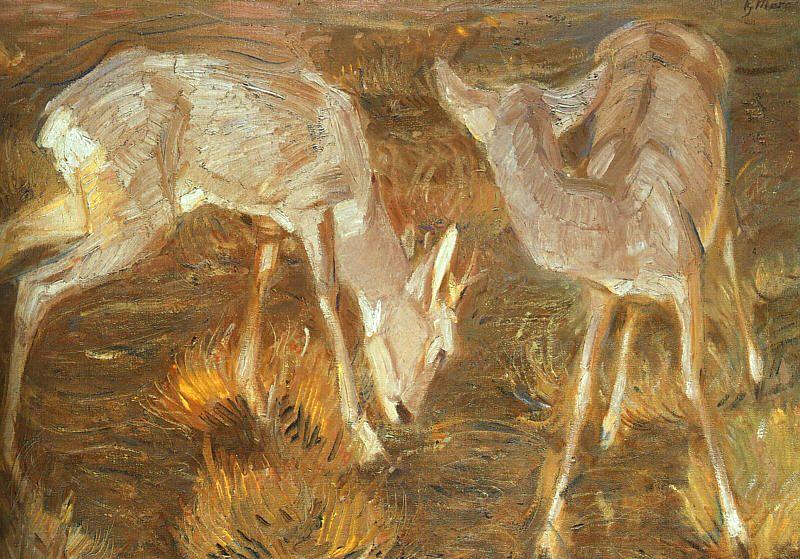 Franz Marc Deer at Dusk oil painting image